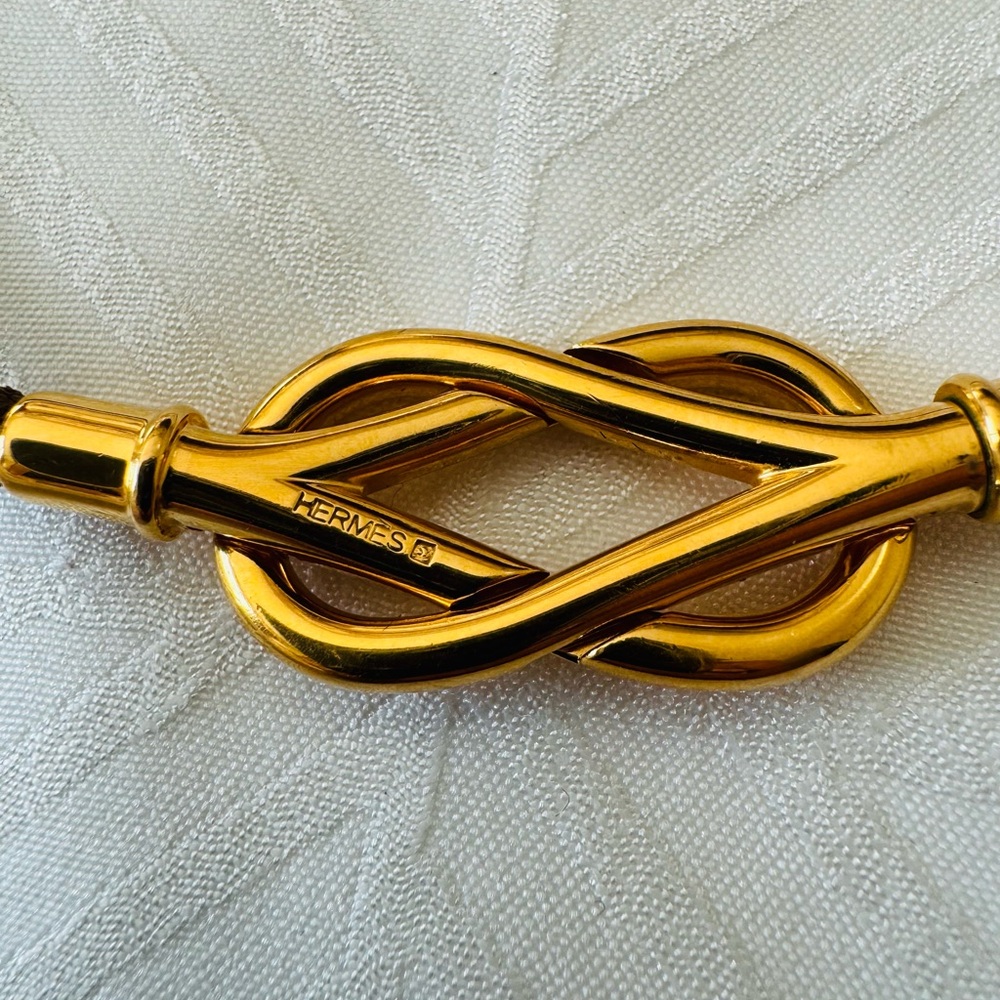 HERMES Dark Brown Plated Leather Choker/ Bracelet - Picture 3 of 4